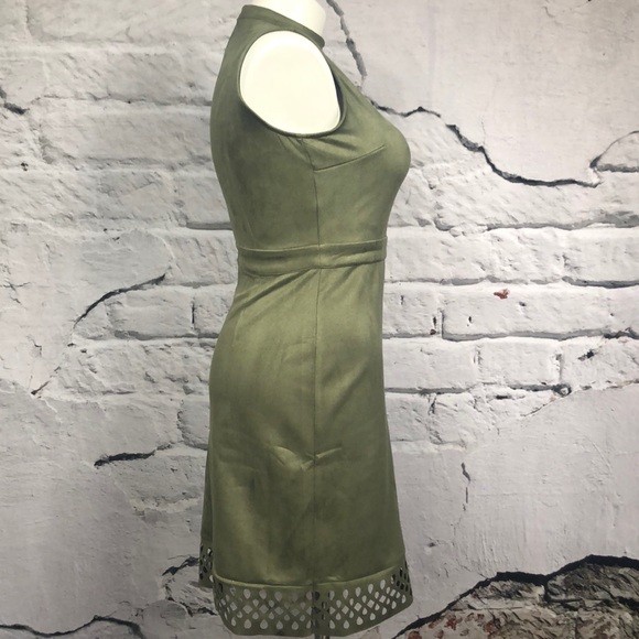 I LE New York olive green laser cut hem dress 10 - Picture 2 of 8